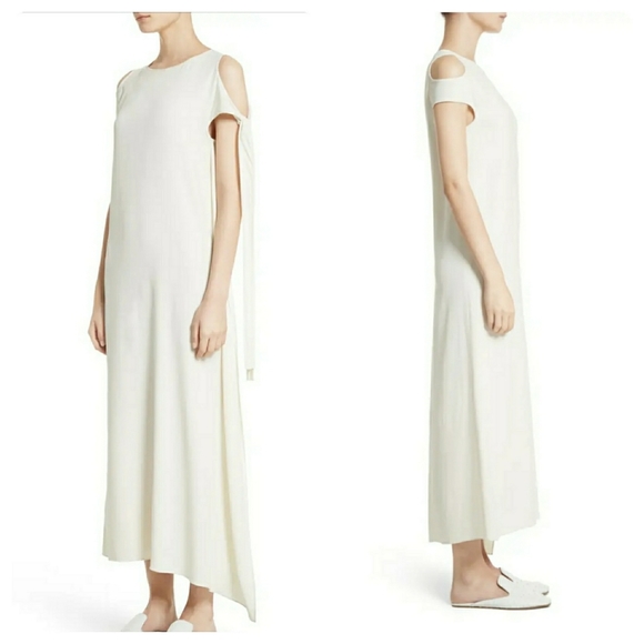 Helmut Lang Dresses & Skirts - Helmut Lang Cold Shoulder Satin Back Crepe Dress